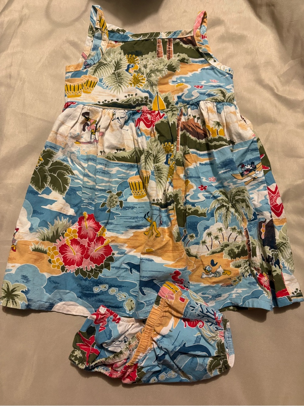 Disney Tropical Print Sundress in Blue, Green, Yellow